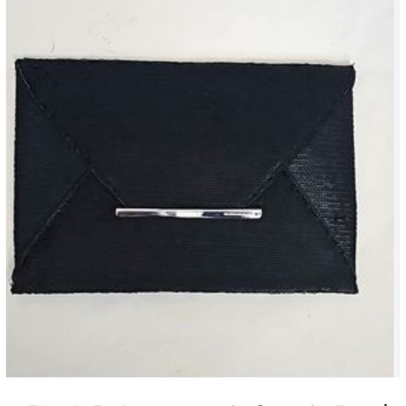 BCBG Sequin envelope Clutch Black Silver - Picture 5 of 5